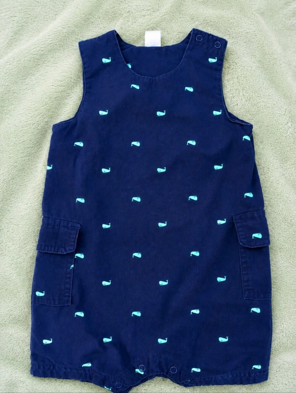 Carter's 18M Navy Romper with Aqua Whale Accents